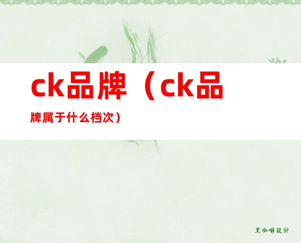 ck品牌(ck品牌属于什么档次)