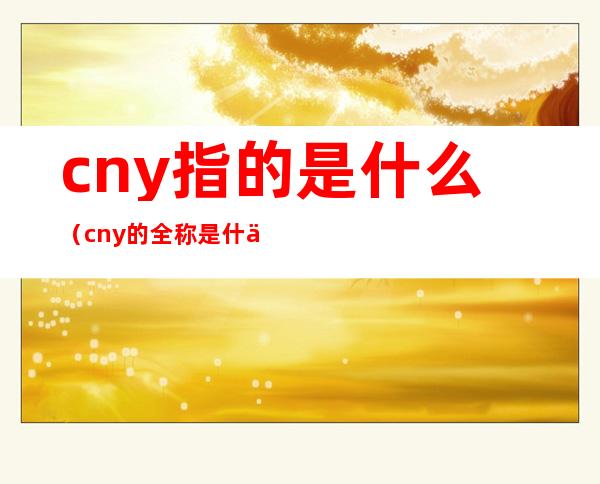 cny指的是什么(cny的全称是什么)