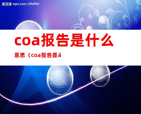 coa报告是什么意思（coa报告是什么意思啊）