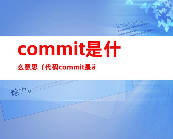 commit是什么意思(代码commit是什么意思)