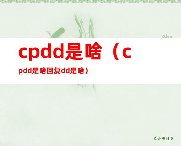cpdd是啥(cpdd是啥回复dd是啥)