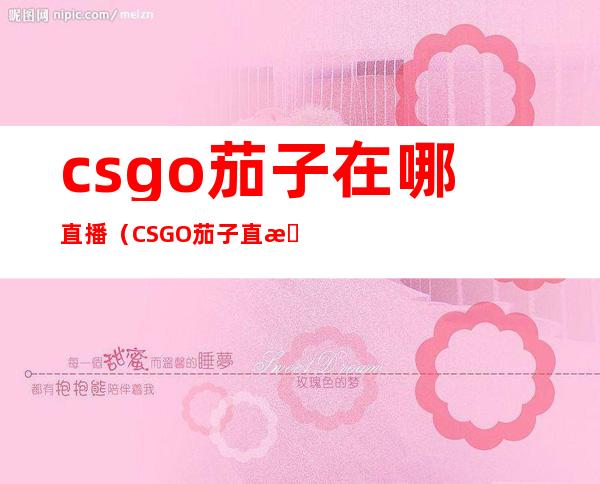 csgo茄子在哪直播(CSGO茄子直播间)