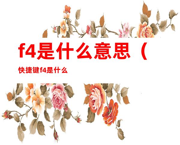 f4是什么意思(快捷键f4是什么意思)
