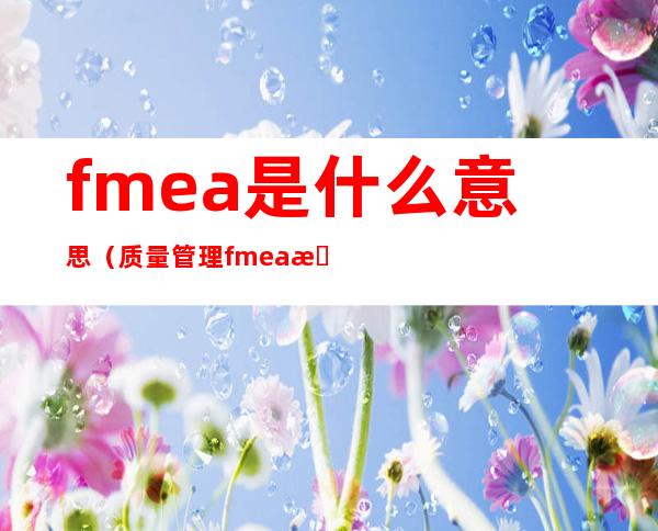 fmea是什么意思(质量管理fmea是什么意思)