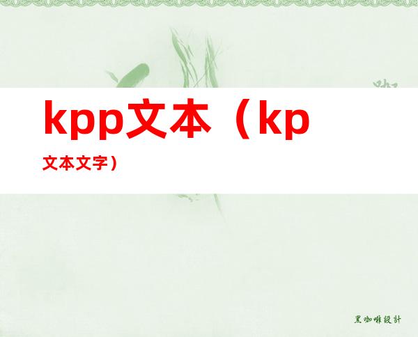 kpp文本(kp文本文字)