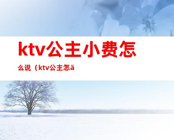 ktv公主小费怎么说(ktv公主怎么付钱)