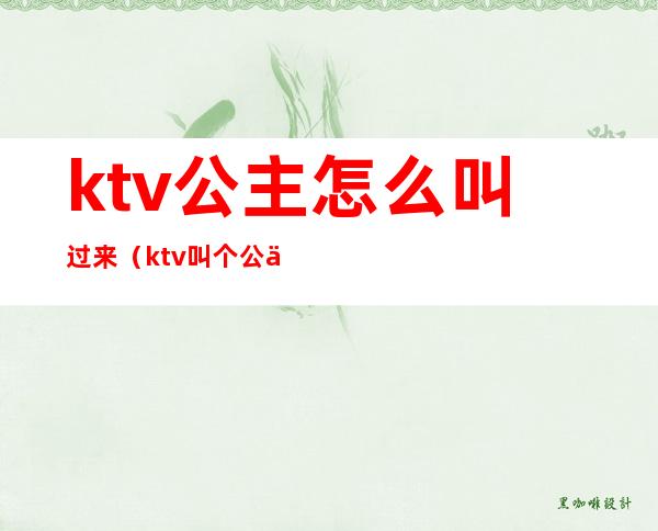 ktv公主怎么叫过来(ktv叫个公主能干嘛)