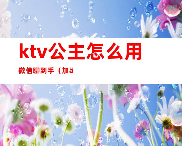 ktv公主怎么用微信聊到手(加了ktv公主的微信怎么和她聊天)