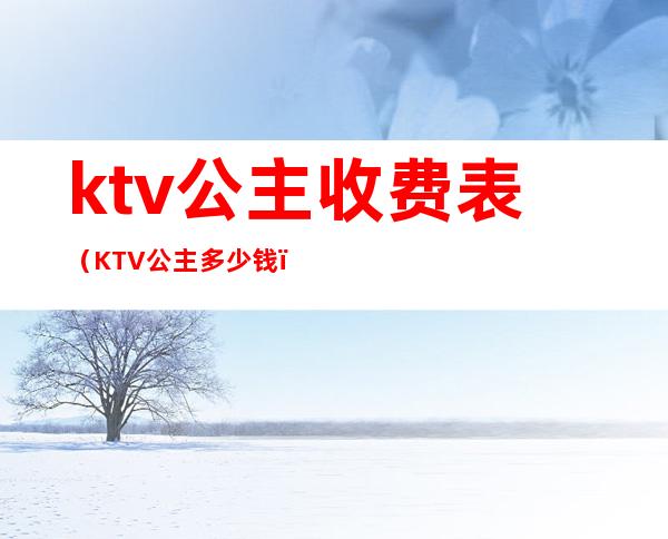 ktv公主收费表(KTV公主多少钱)