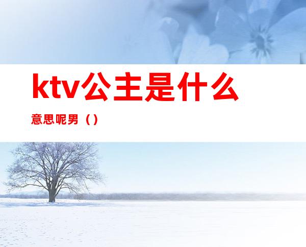 ktv公主是什么意思呢男（）
