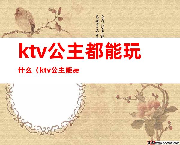 ktv公主都能玩什么(ktv公主能怎么玩)