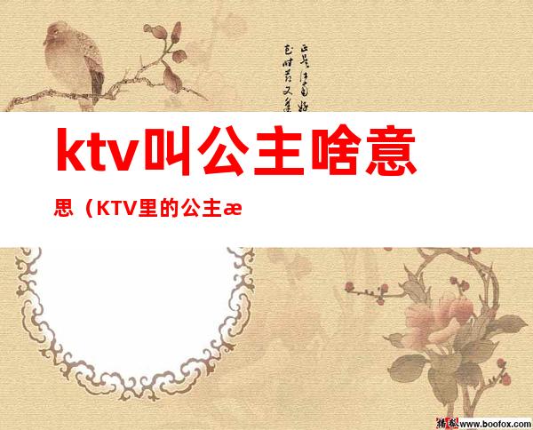 ktv叫公主啥意思(KTV里的公主是什么意思)