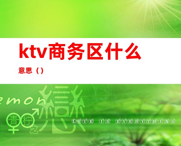 ktv商务区什么意思()
