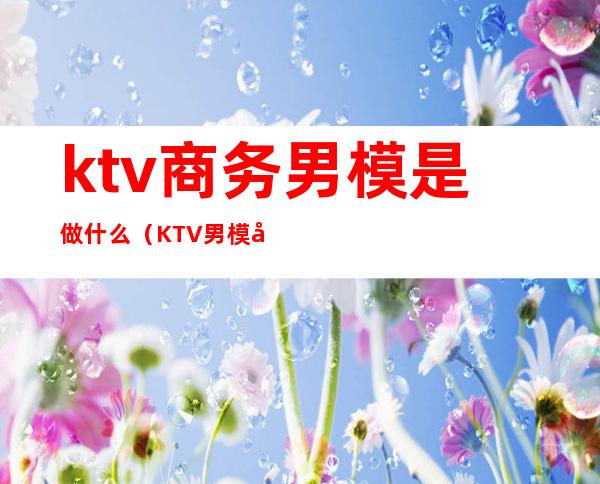 ktv商务男模是做什么(KTV男模做什么的)