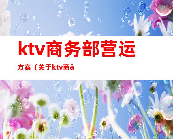 ktv商务部营运方案(关于ktv商务部管理方案)