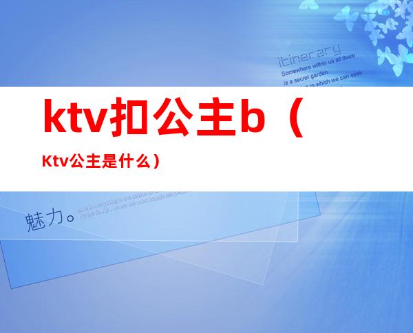 ktv扣公主b（Ktv公主是什么）
