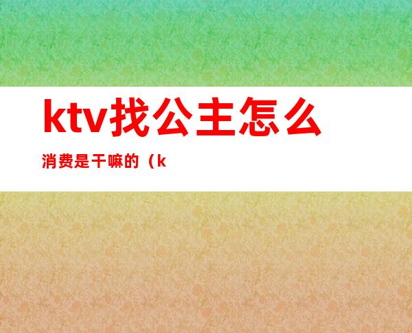 ktv找公主怎么消费是干嘛的(ktv怎样找公主)