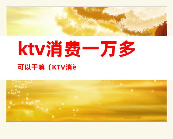 ktv消费一万多可以干嘛(KTV消费2000可以做哪些事)