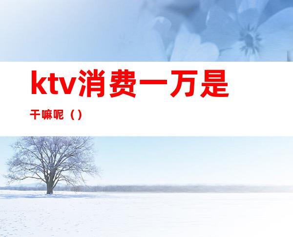 ktv消费一万是干嘛呢()
