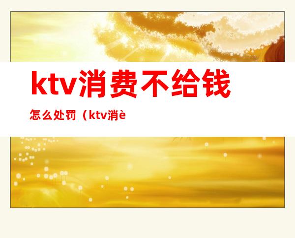 ktv消费不给钱怎么处罚(ktv消费不付钱警方怎么处理)