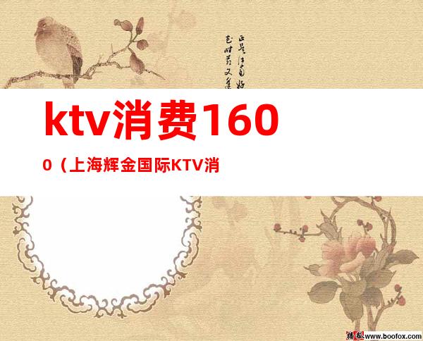 ktv消费1600(上海辉金国际KTV消费)