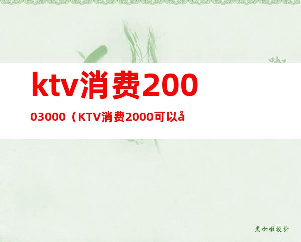 ktv消费2000+3000(KTV消费2000可以做哪些事)