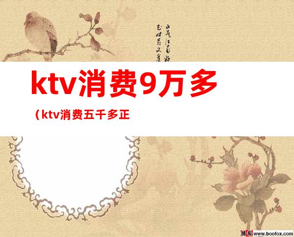 ktv消费9万多(ktv消费五千多正常吗)