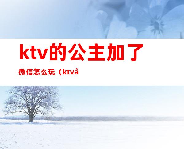 ktv的公主加了微信怎么玩(ktv公主留微信做什么)