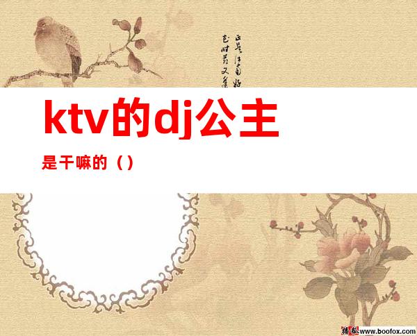 ktv的dj公主是干嘛的()
