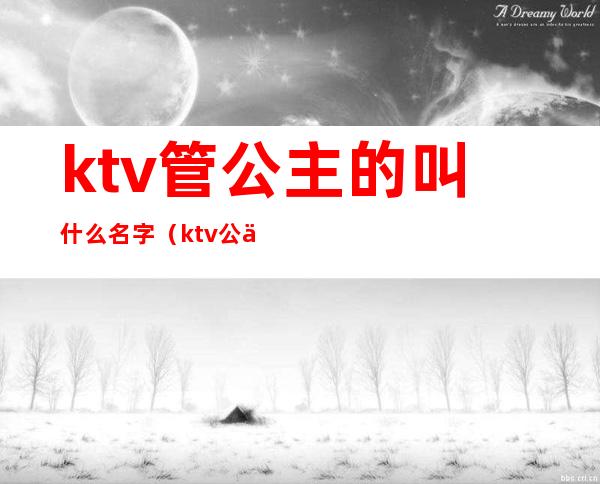 ktv管公主的叫什么名字(ktv公主名字怎么叫)