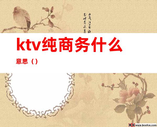 ktv纯商务什么意思()