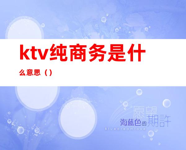 ktv纯商务是什么意思()