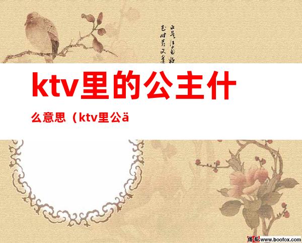 ktv里的公主什么意思(ktv里公主指的是什么)