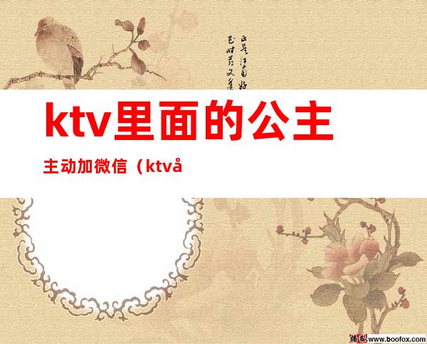 ktv里面的公主主动加微信(ktv公主主动加微信什么意思)