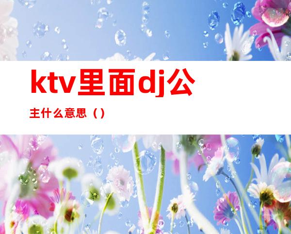 ktv里面dj公主什么意思()