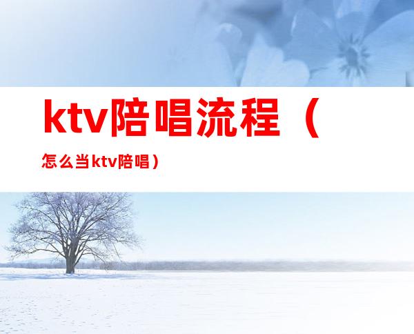 ktv陪唱流程(怎么当ktv陪唱)
