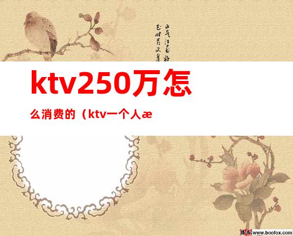 ktv250万怎么消费的(ktv一个人消费5000多吗)