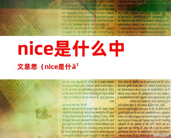 nice是什么中文意思(nice是什么中文意思三年级)