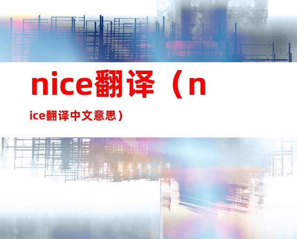 nice翻译(nice翻译中文意思)