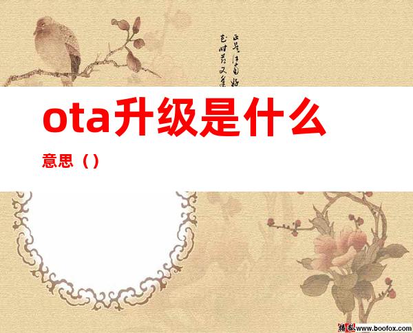 ota升级是什么意思()