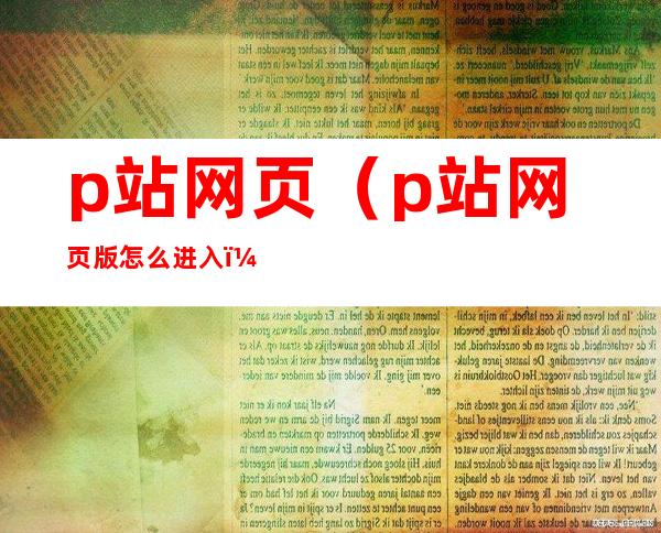p站网页（p站网页版怎么进入）