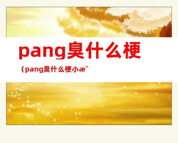 pang臭什么梗(pang臭什么梗小毛孩)