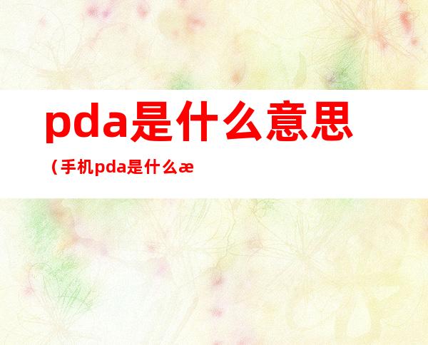 pda是什么意思(手机pda是什么意思)