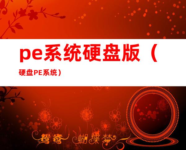 pe系统硬盘版(硬盘PE系统)