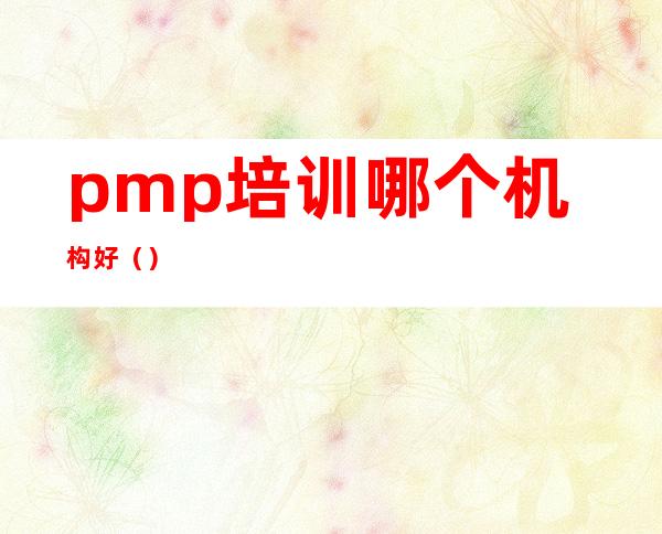 pmp培训哪个机构好()