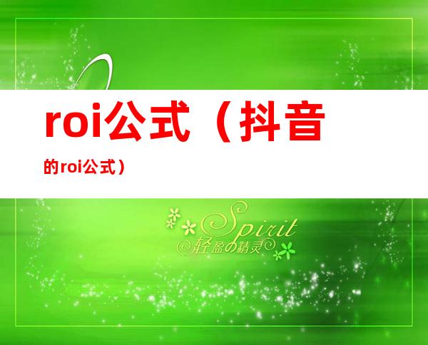 roi公式(抖音的roi公式)