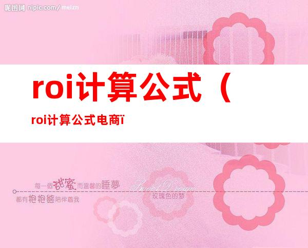 roi计算公式(roi计算公式电商)