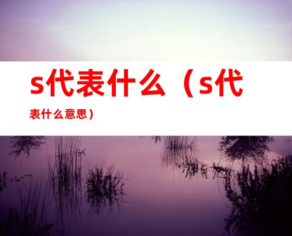s代表什么(s代表什么意思)