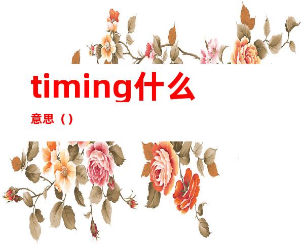 timing什么意思（）
