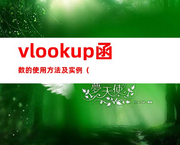 vlookup函数的使用方法及实例(vlookup函数的使用方法及实例一对多)